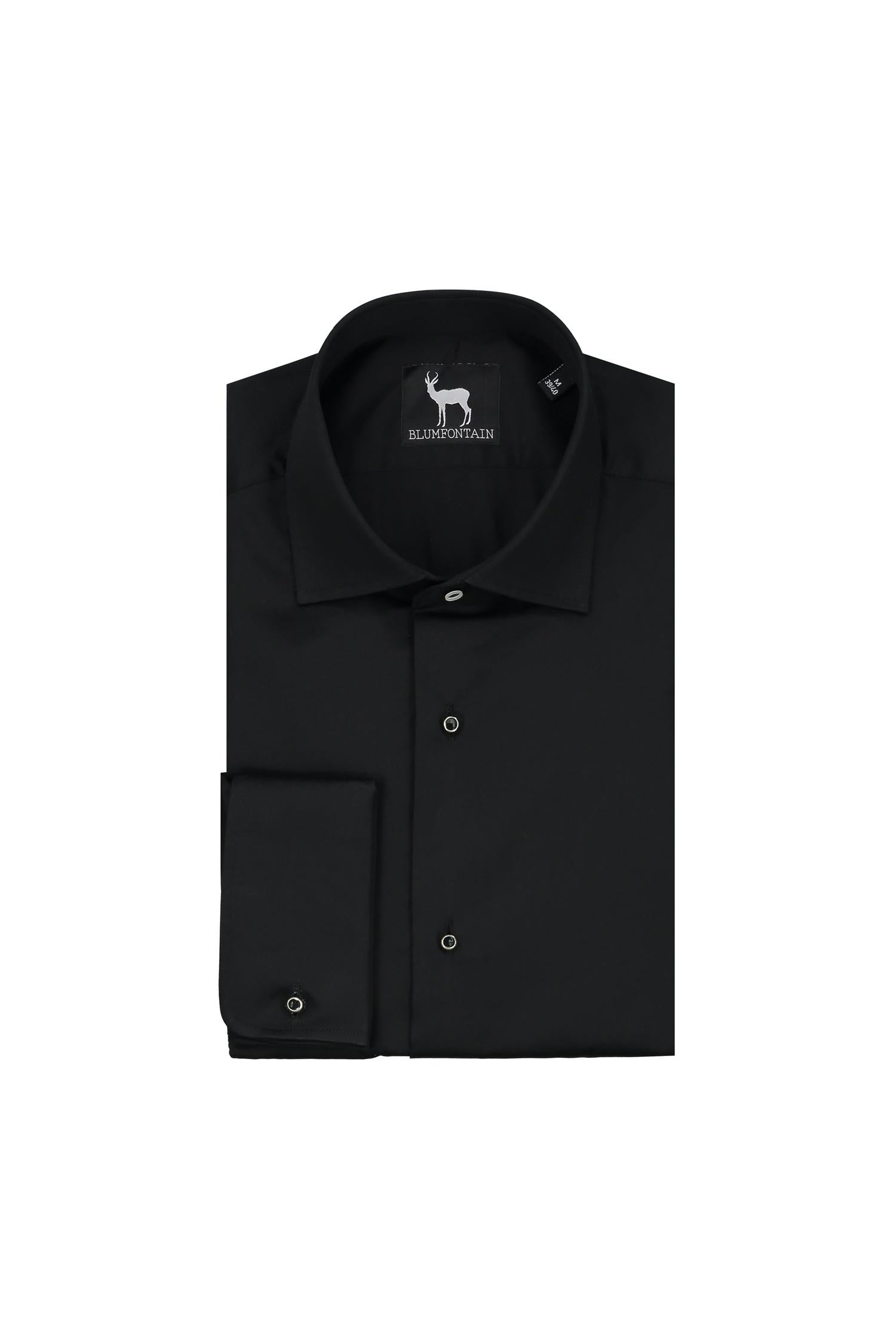 Smokingshirt kent studs zwart