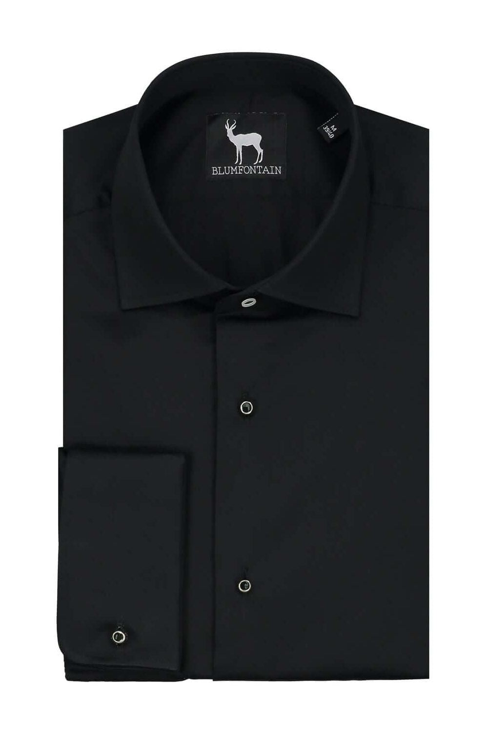 Smokingshirt kent studs zwart