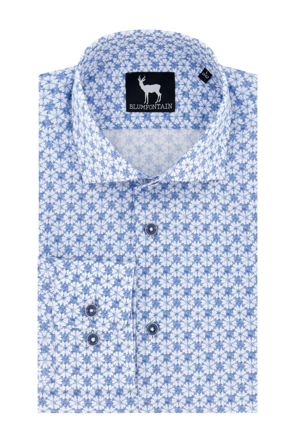 Blumfontain print bloem overhemd met bloemendessin, moderne pasvorm in ademend katoen.