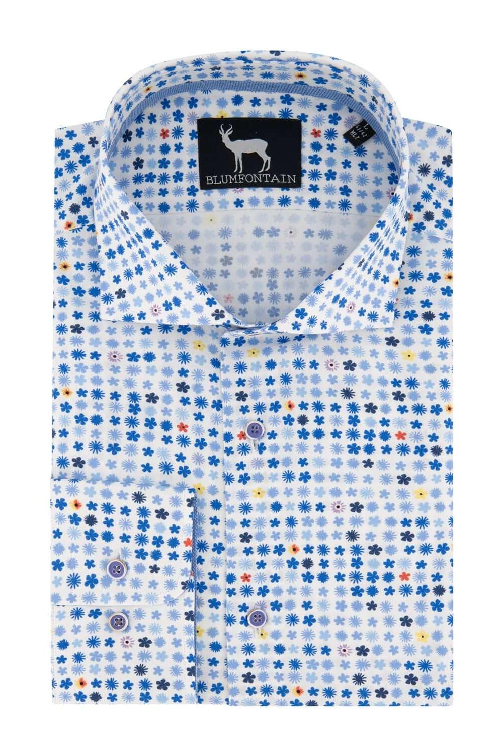Blumfontain print klaver katoenen overhemd met ademende stof en klaverprint.