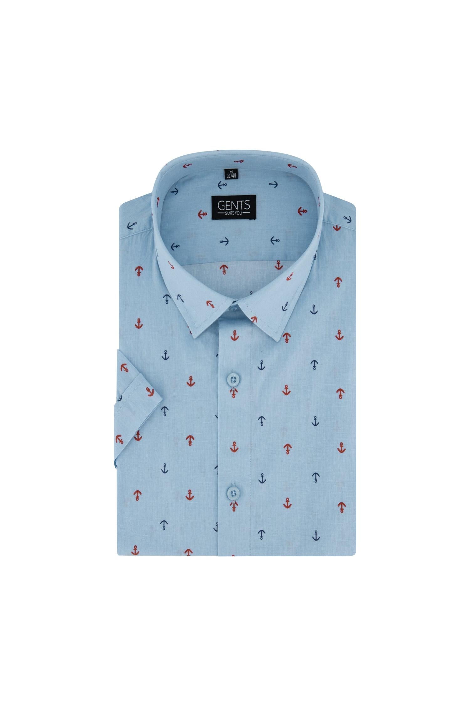 Korte mouw anker lichtblauw