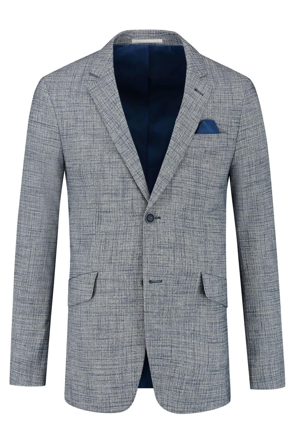 Colbert linnenstructuur blauw, ademend colbert met linnenstructuur in blauwtint.