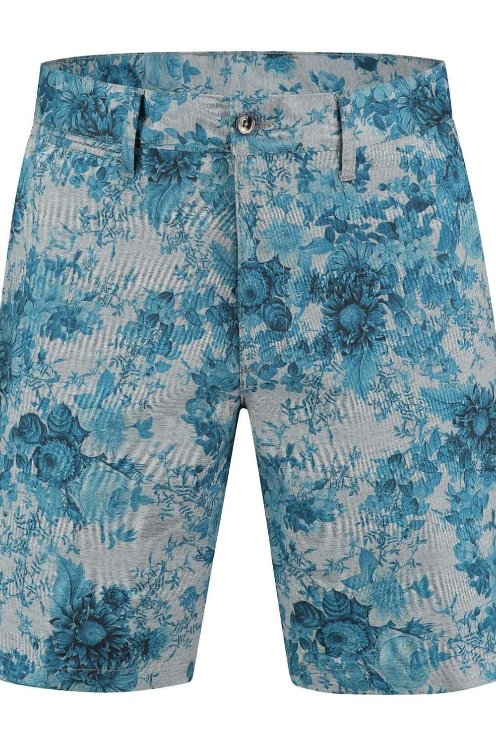 jersey print bloem grijs-blauw