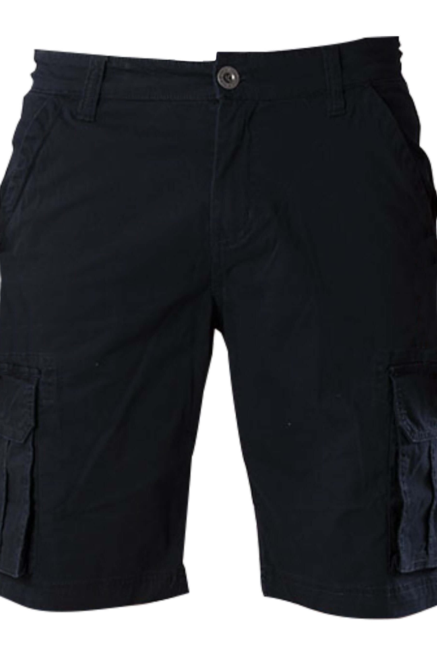Pants bermuda poplin navy - Katoenen poplin shorts with cargo pockets and button closure.