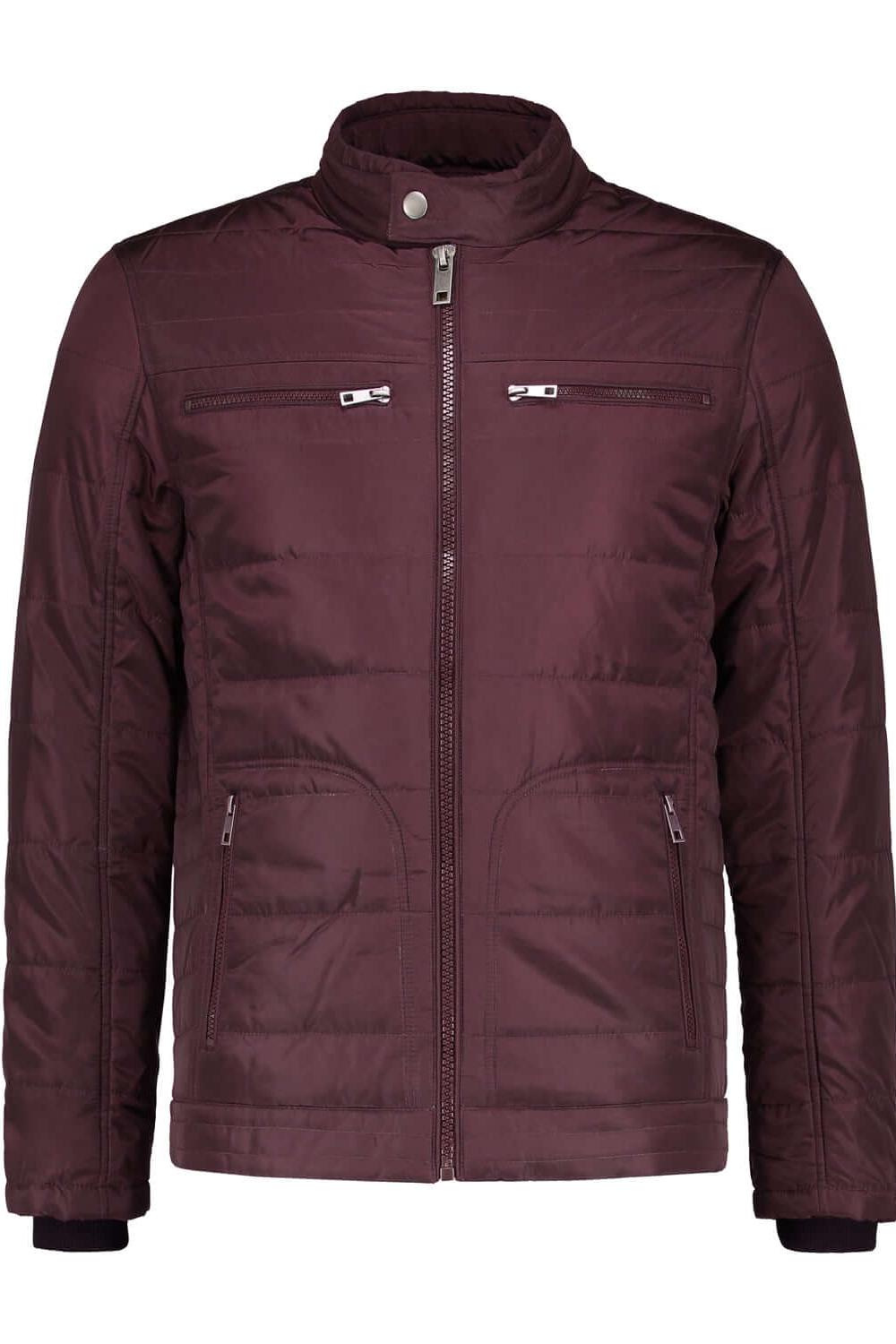 Jack down wine - Diepe bordeaux winterjas met rits en meerdere zakken, weerbestendig