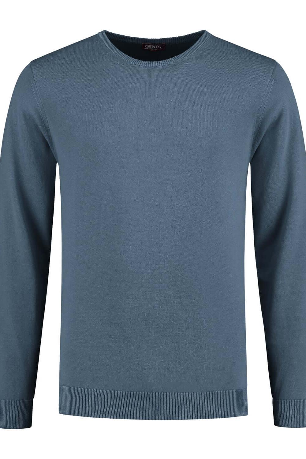 Trui ronde hals Denim, ademend katoenen trui in denimkleur met ronde hals.