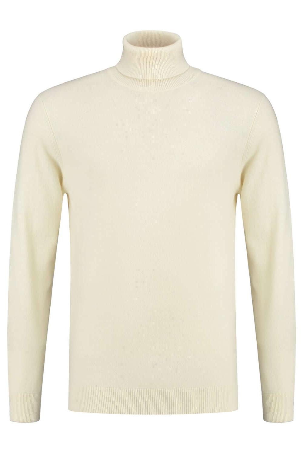 Coltrui off-white wol, een ademend off-white wol-nylon trui voor herfst en winter.