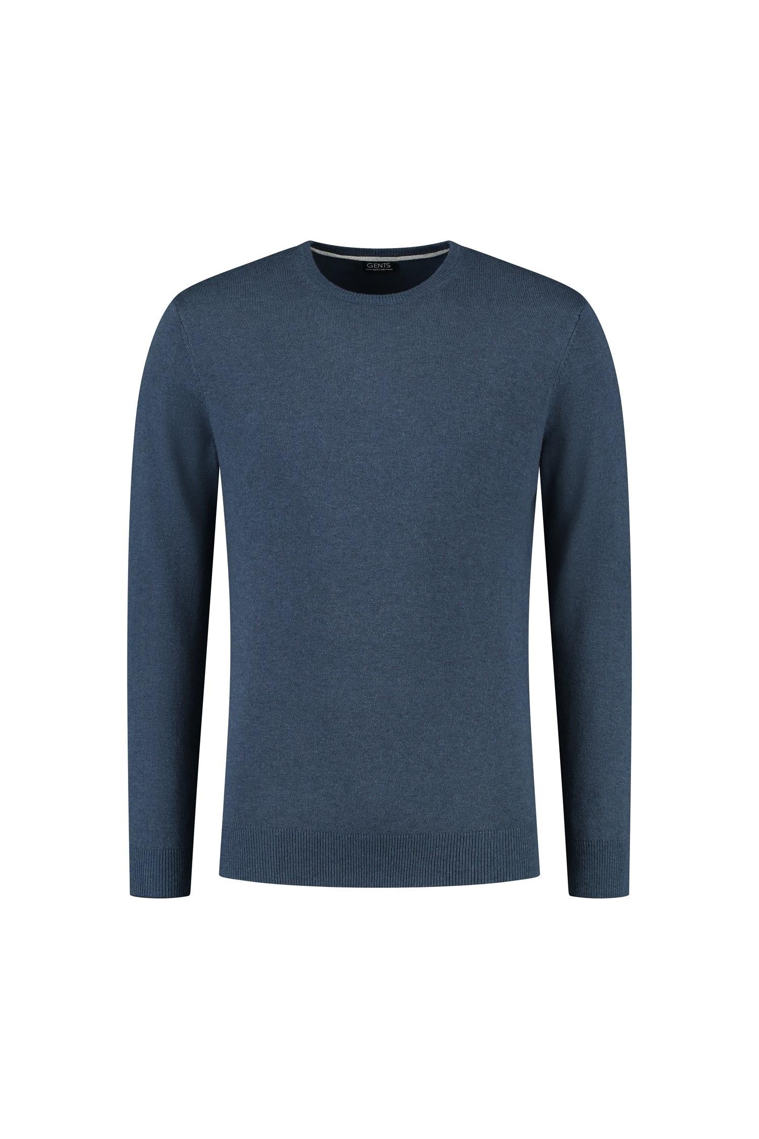 Ronde hals denim trui in blauw met regular-fit voor herfst en winter
