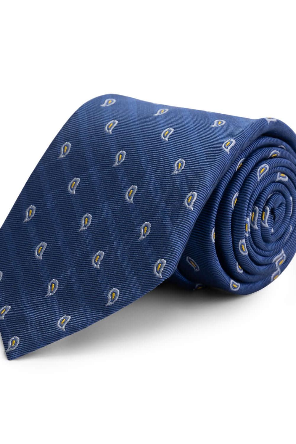Stropdas Zijde Blauw met subtiel dessin, ademend en kreukbestendig, perfect voor elke gelegenheid.