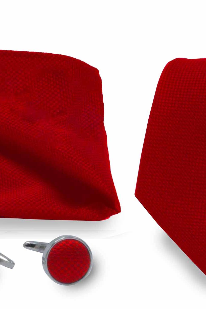 Set das manchet pochet rood