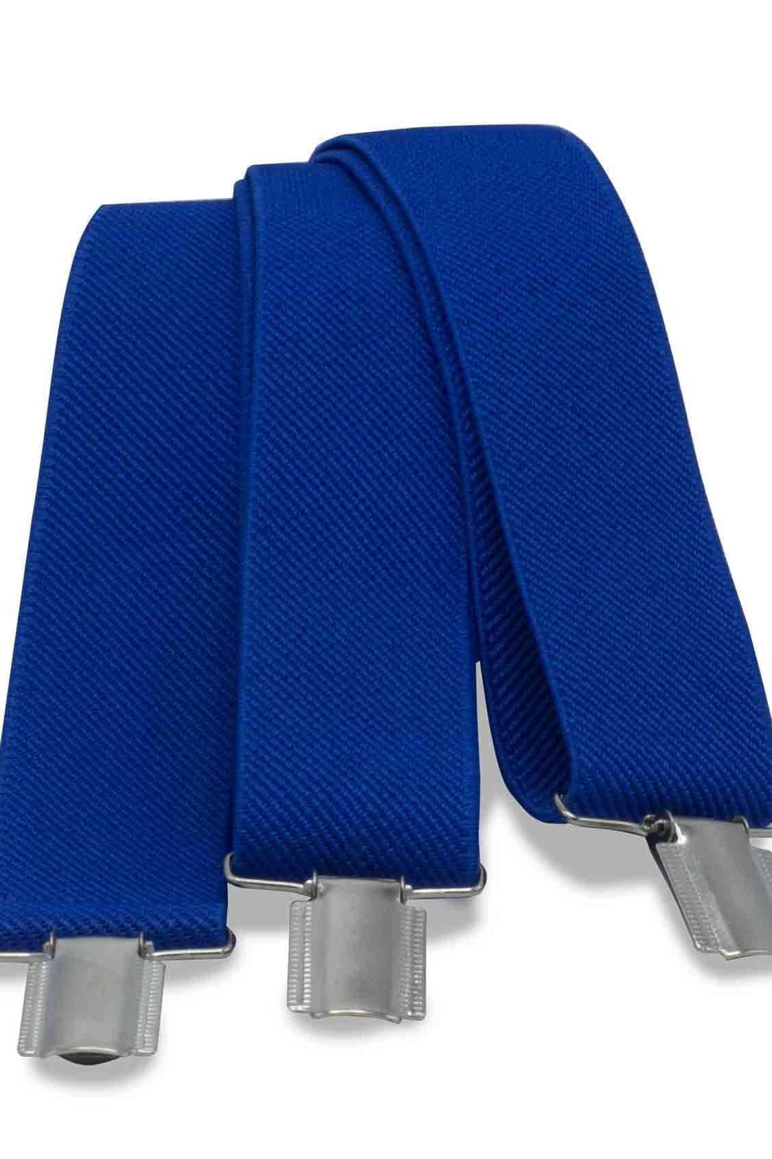 Bretels uni blauw, elastische bretels met metalen clips en nette afwerking in een stijlvolle blauwe kleur.