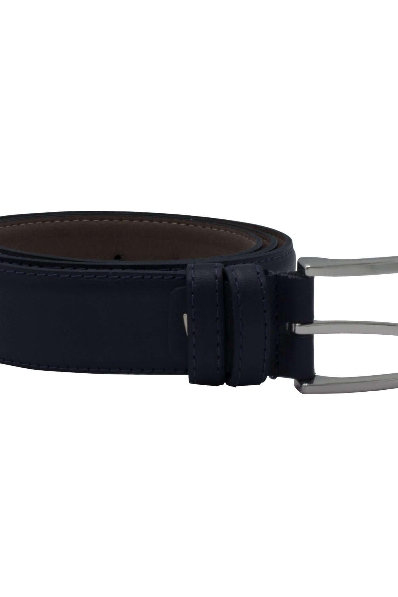 Riemen NOS blauw - Blauwe leren riem met moderne gesp, perfect voor elke outfit.
