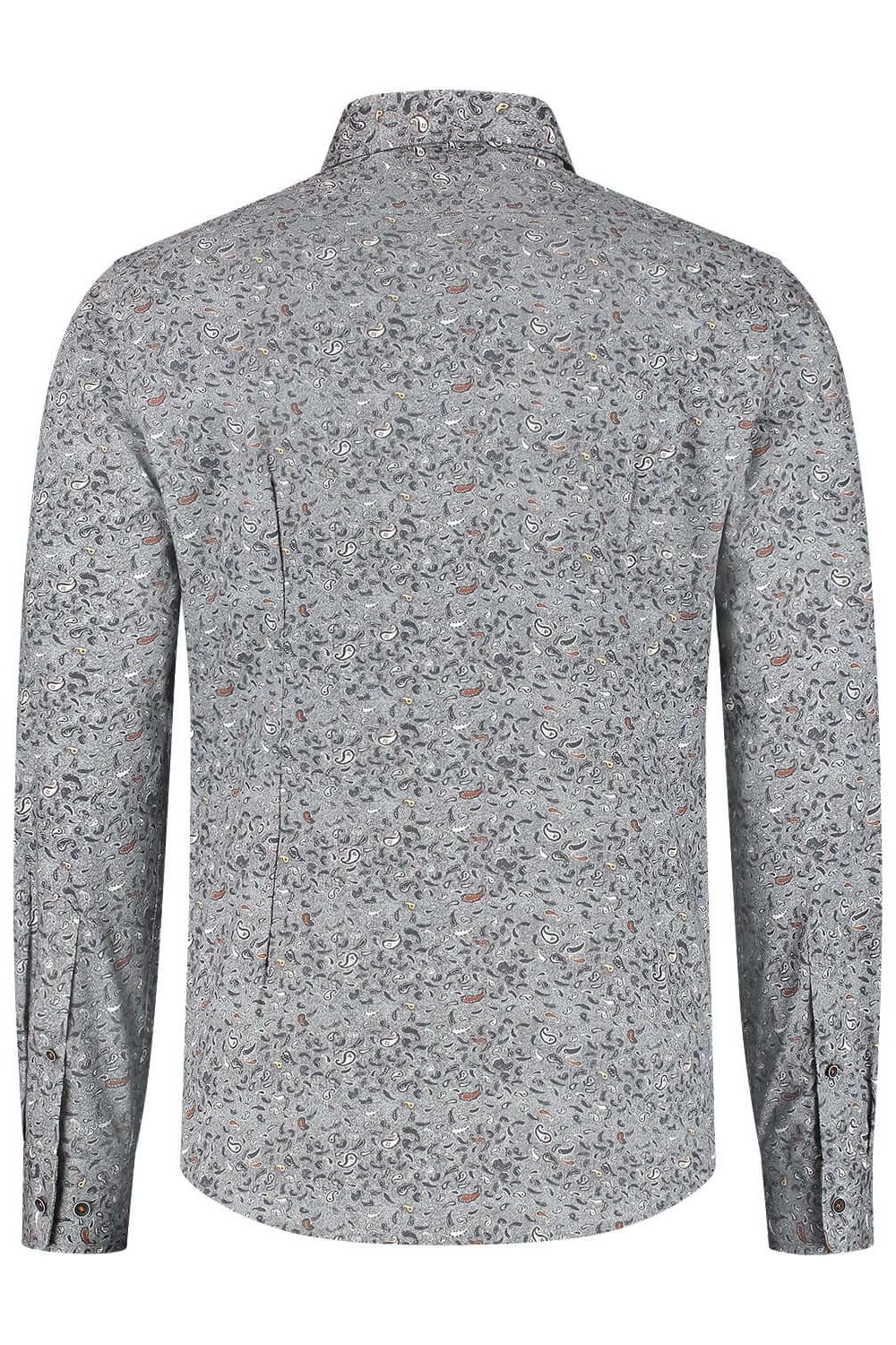 Overhemd Paisleyprint zwart-grijs, ademend katoen met stijlvol paisleyprint design.