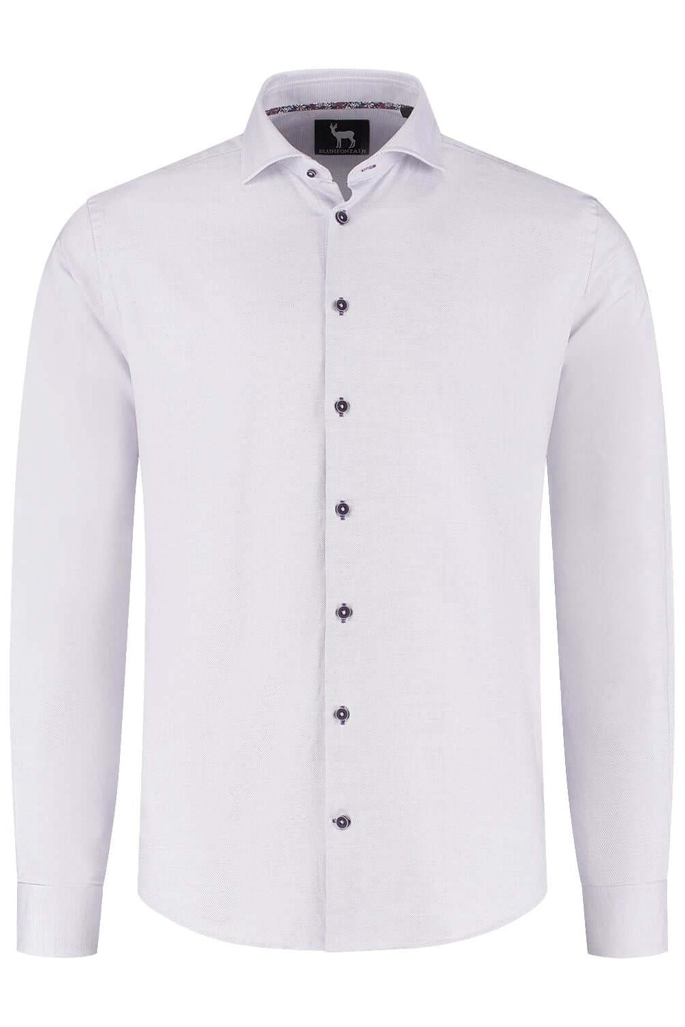 Overhemden Dobby paars ademend katoenen overhemd in paars, perfect voor kantoor en casual.