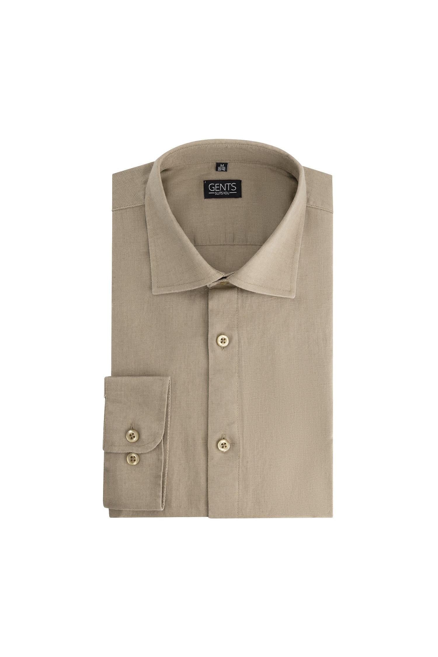 Overhemd linnen-katoen taupe