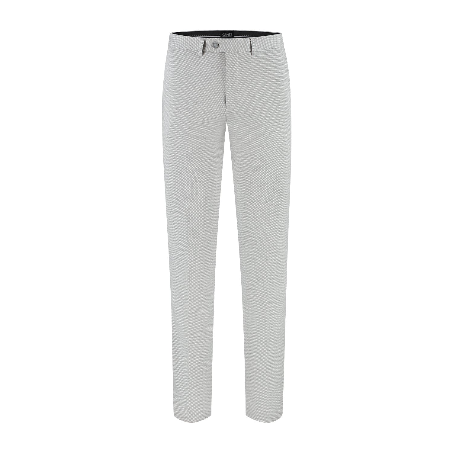 Pantalon stretch lichtgrijs, comfortabele stretchbroek met subtiele details en een stijlvolle uitstraling.