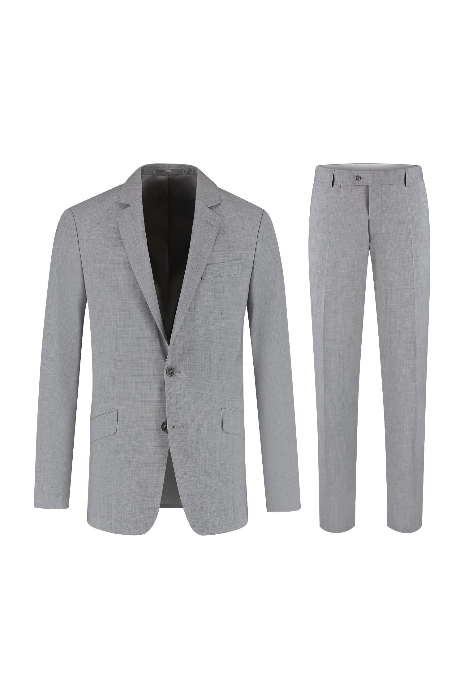 Pak melange Sheffield grijs, stijlvol grijs melange pak met rever en tweeknopsluiting.