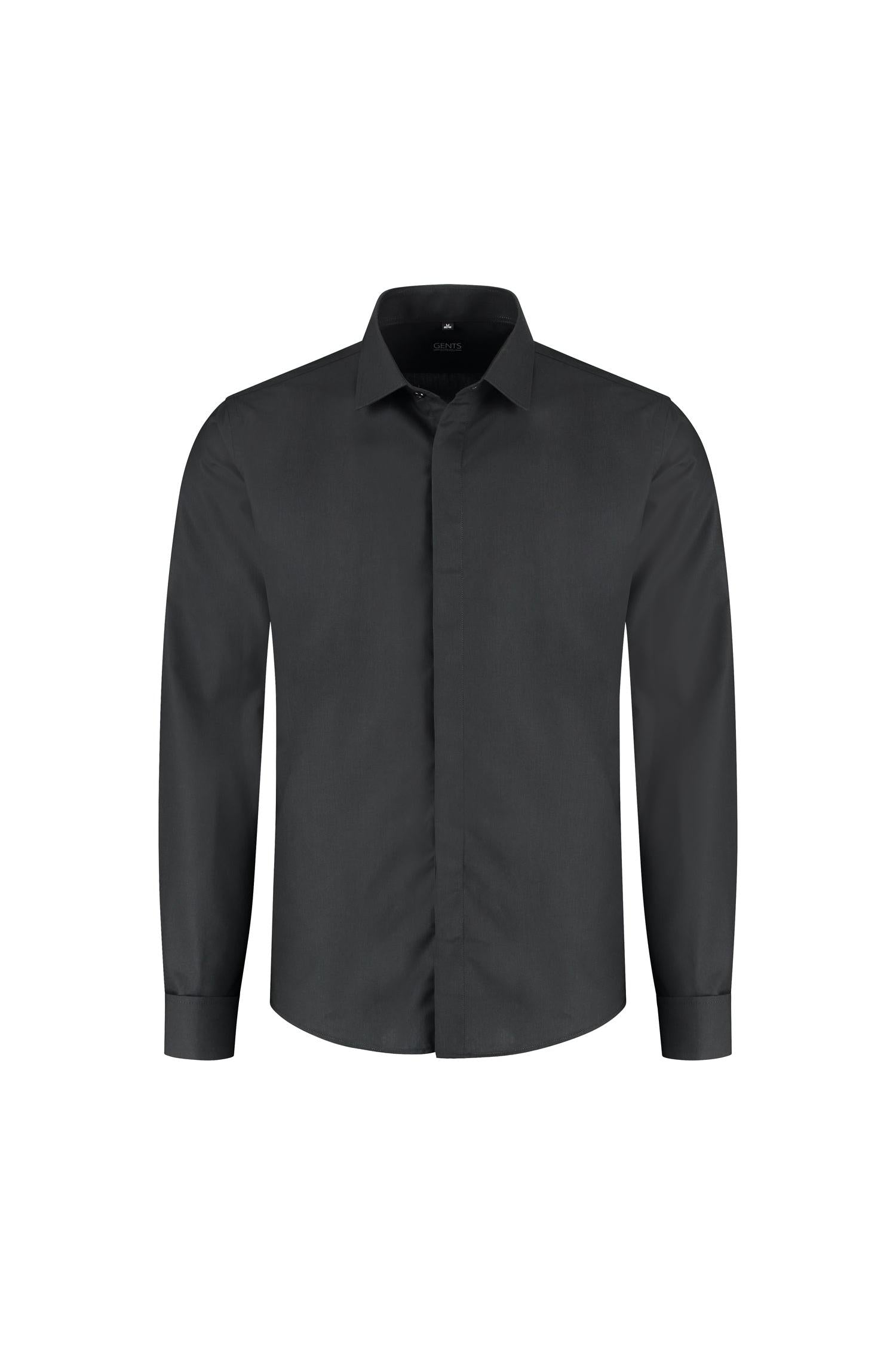 Smoking overhemd plat glad zwart