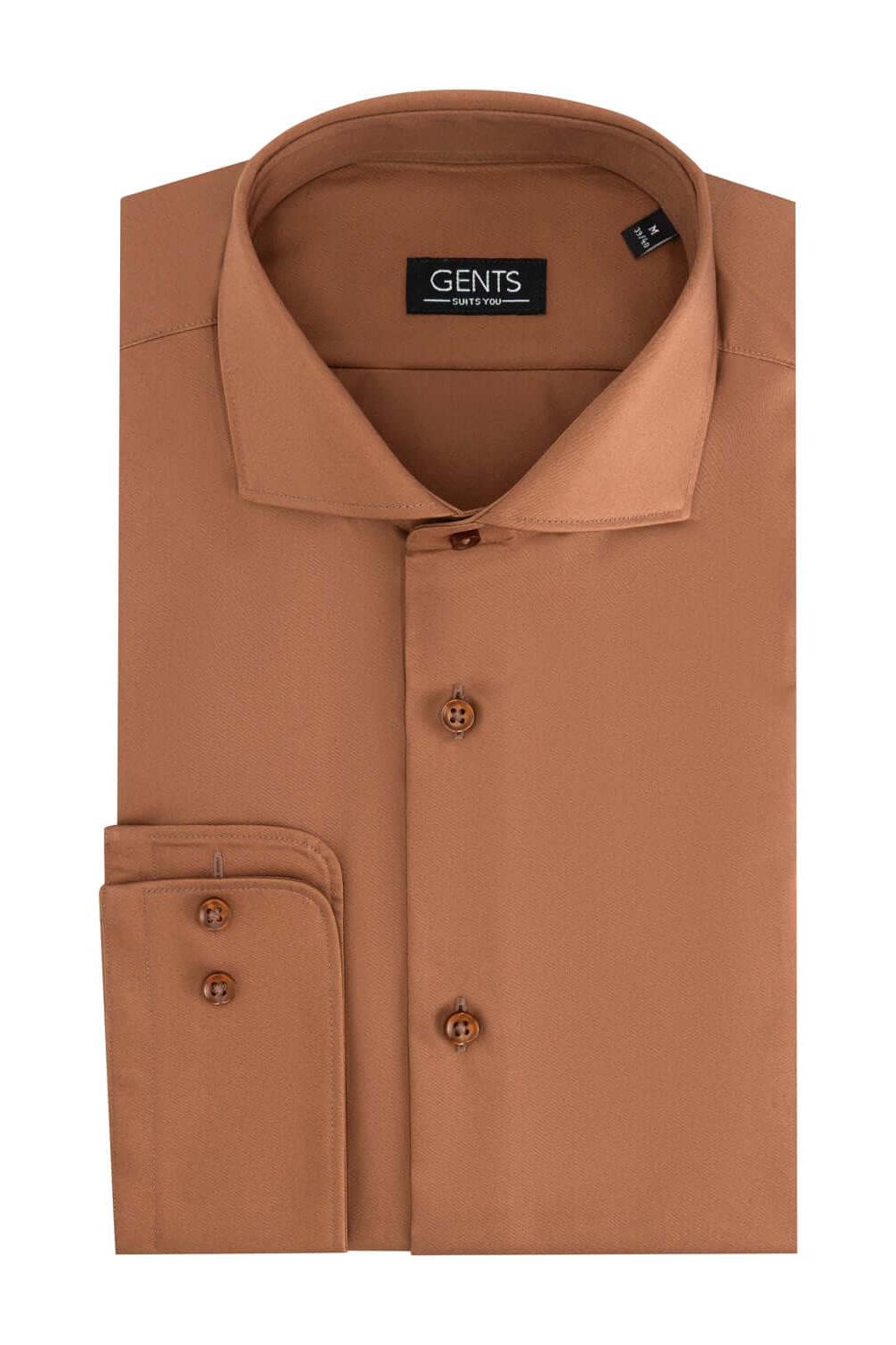 Overhemd satijn roestbruin