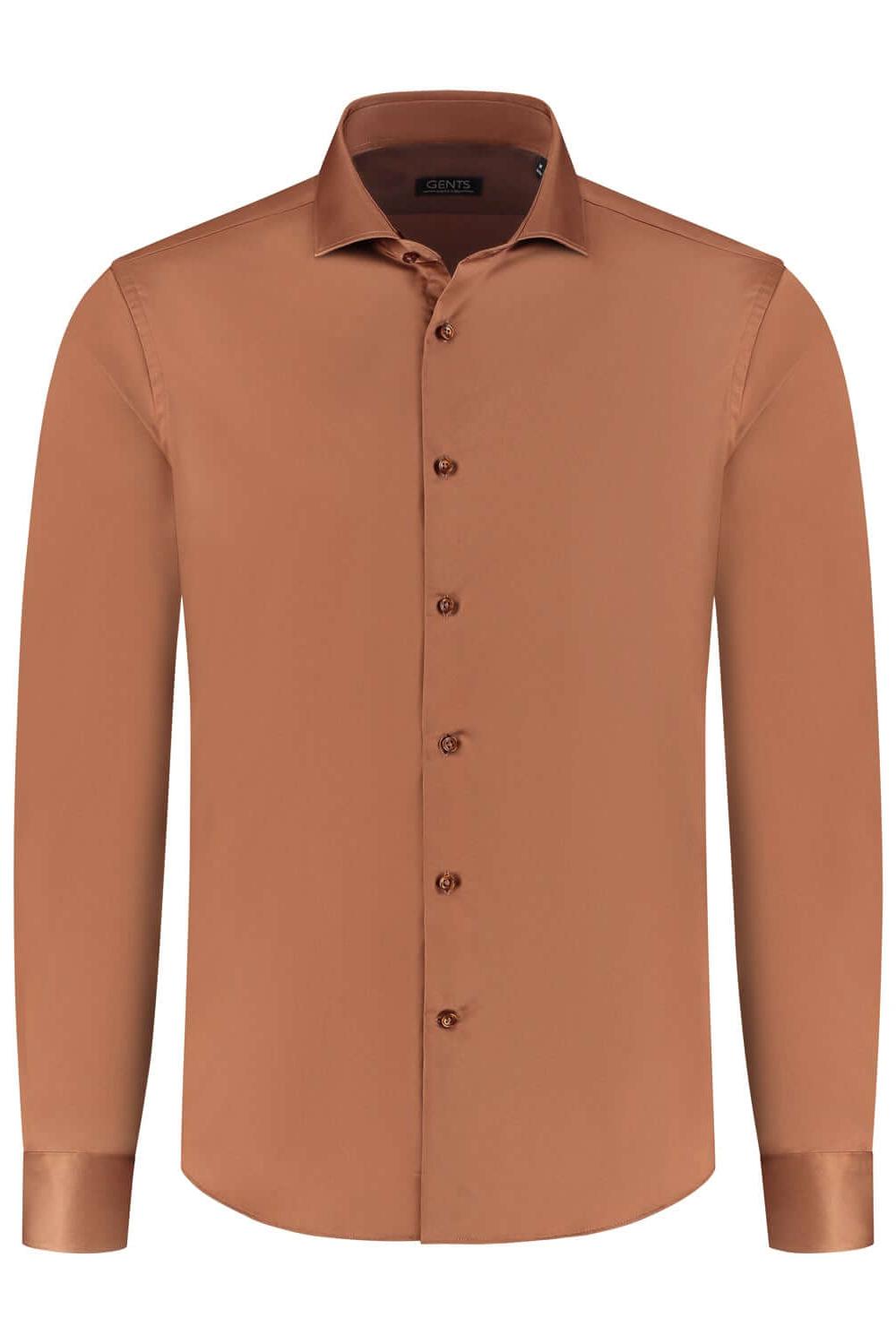 Overhemd satijn roestbruin