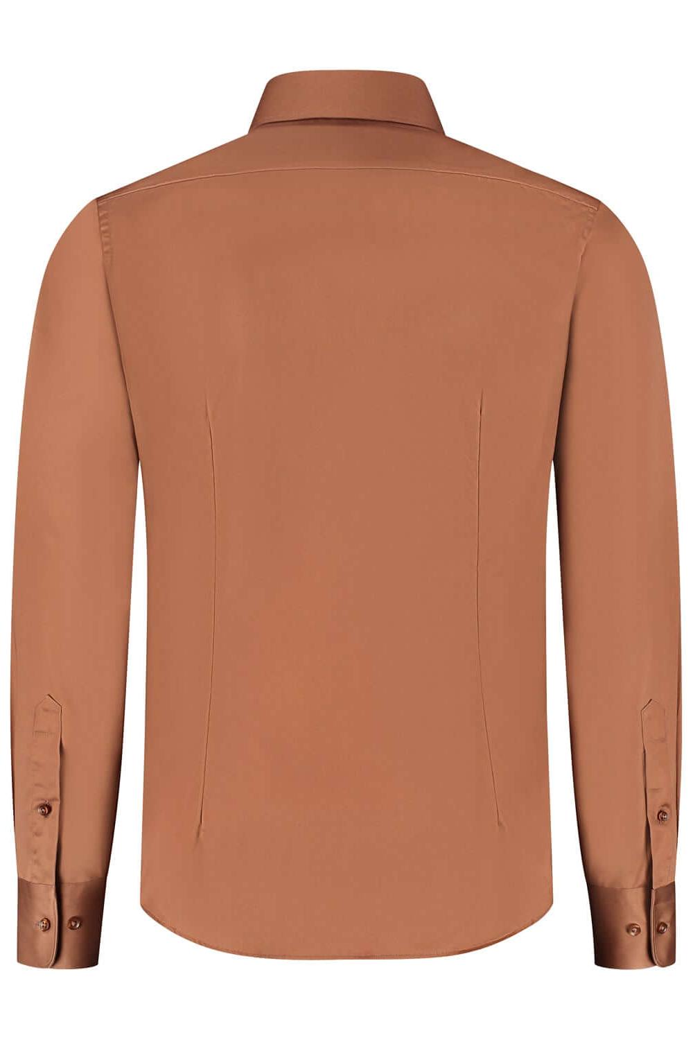 Overhemd satijn roestbruin
