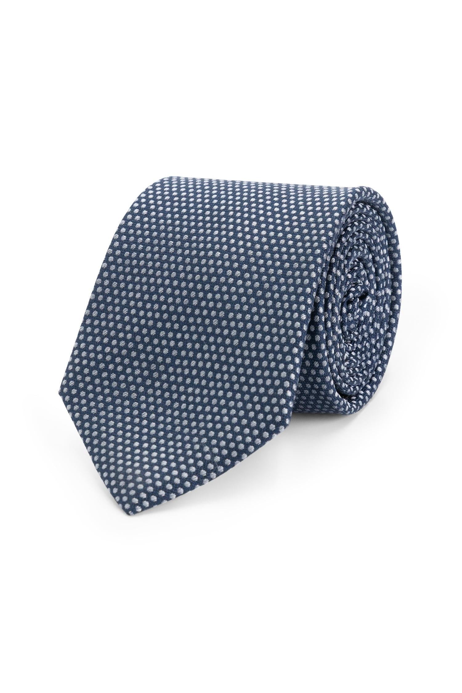 Stropdas zijde print stippel blauw