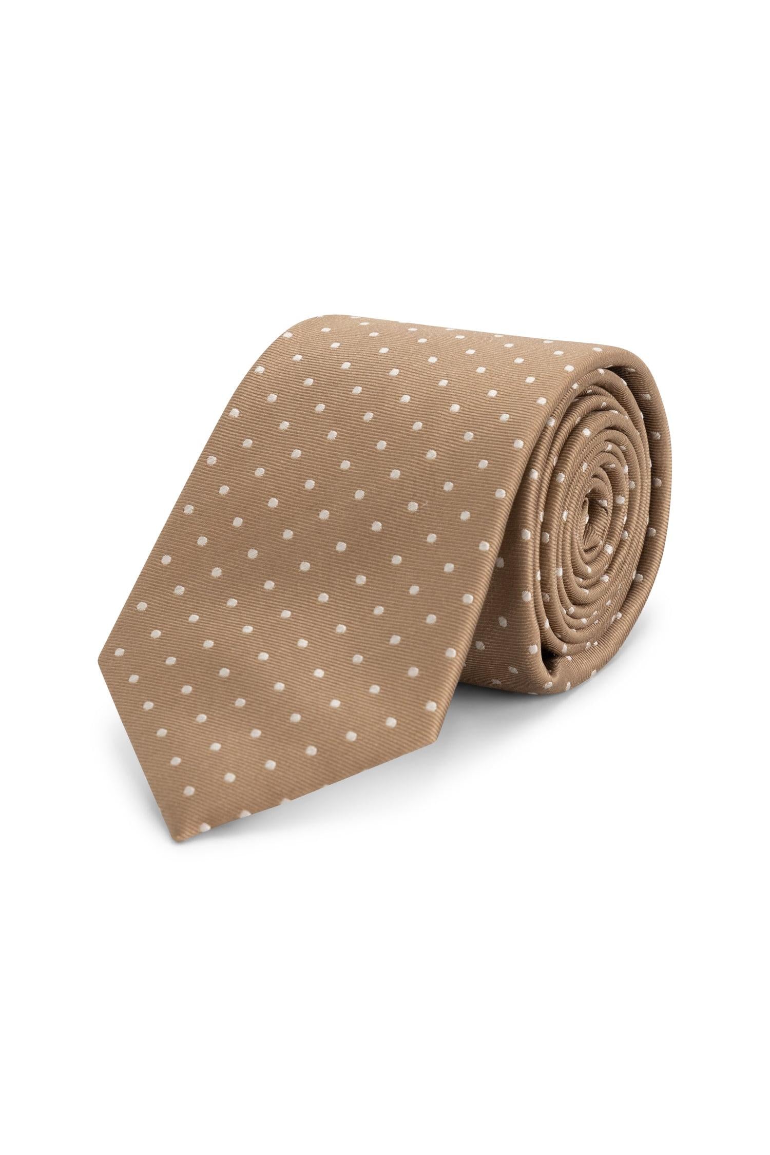 Stropdas zijde print stippel bruin