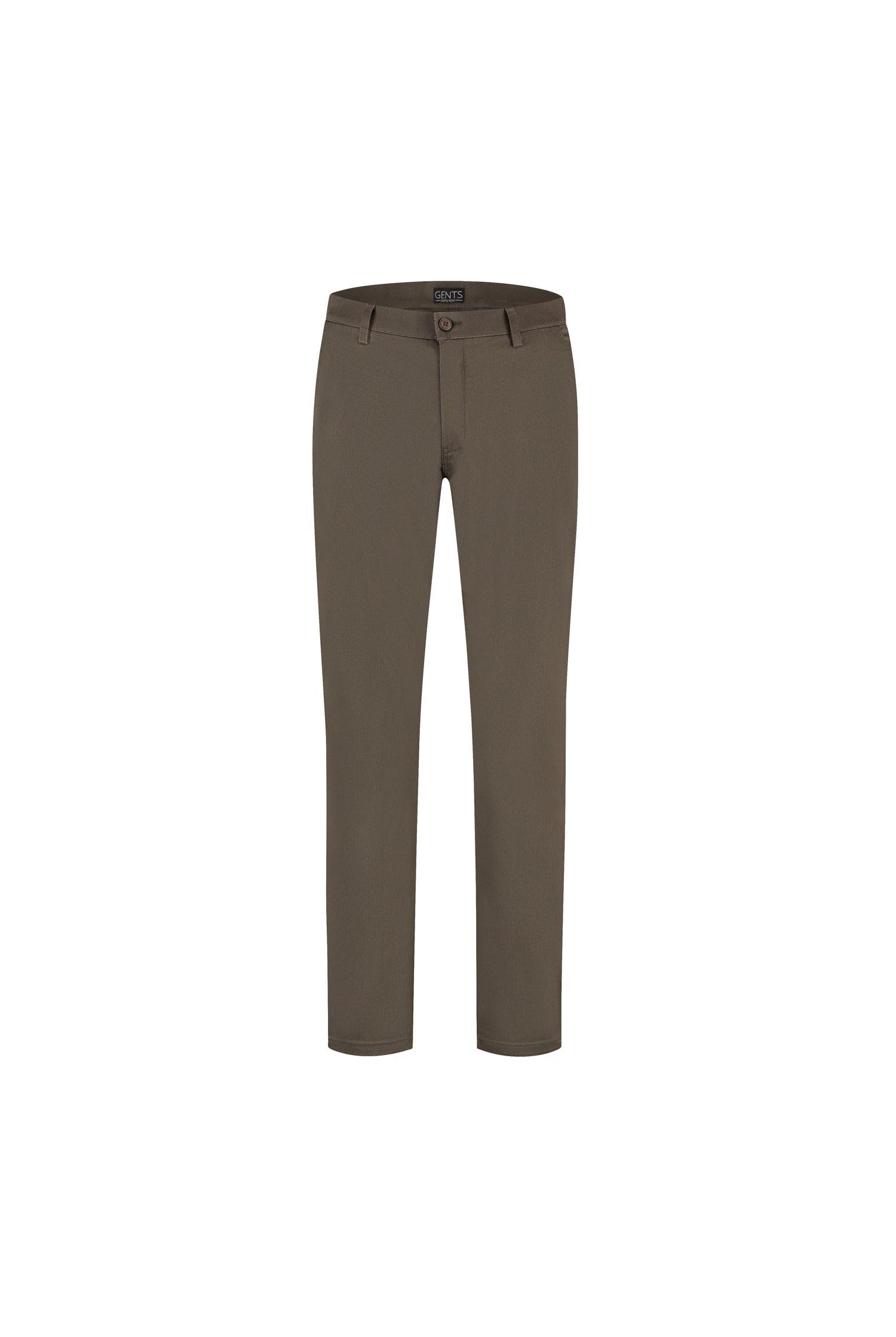 Chino stretch structuur donkerbruin