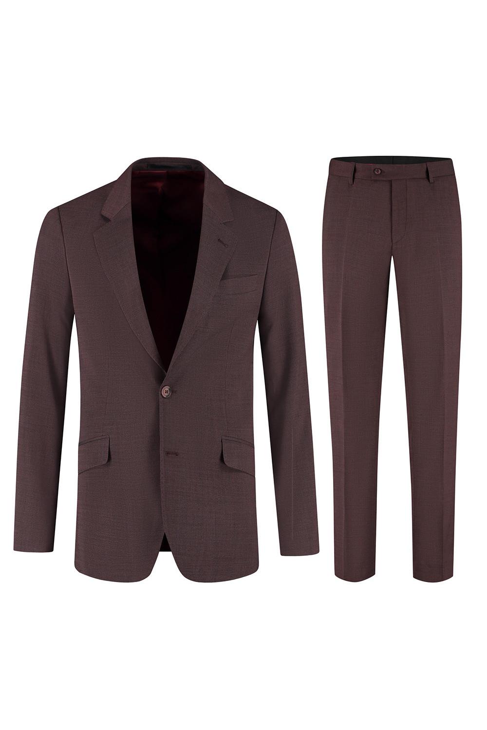 Pak 2-delig kastanje rood in kastanjekleur met slim-fit snit en lange lengte.
