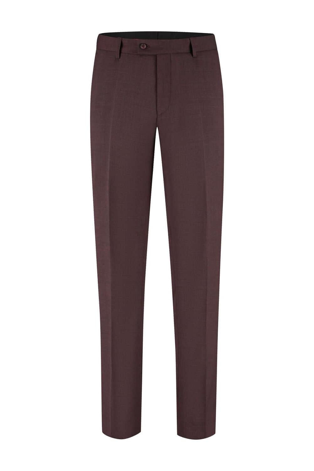 Pak 2-delig kastanje rood, kastanjekleurige slim-fit broek met lange lengte.