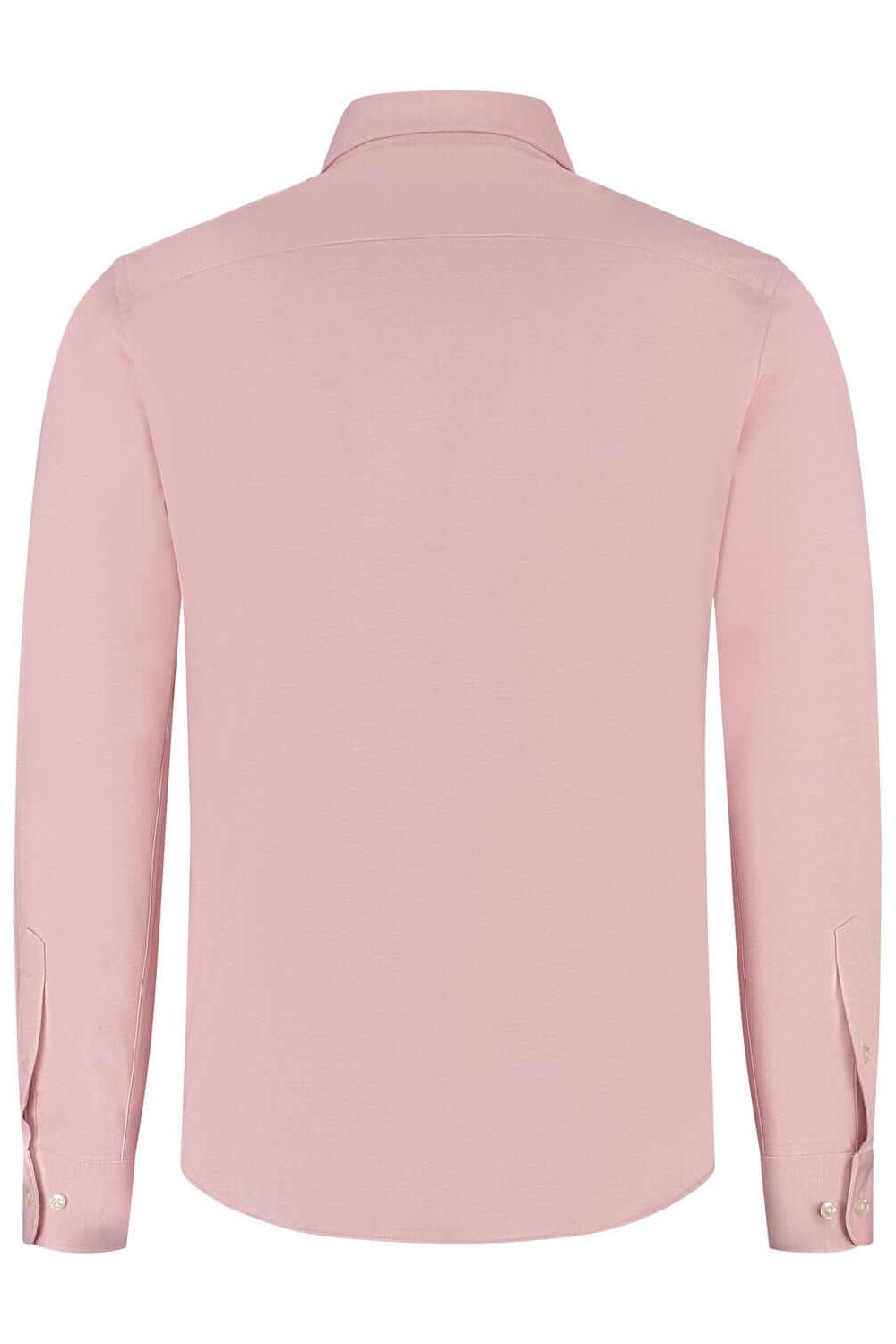 GENTS knit pique roze achteraanzicht van roze overhemd met lange mouwen.