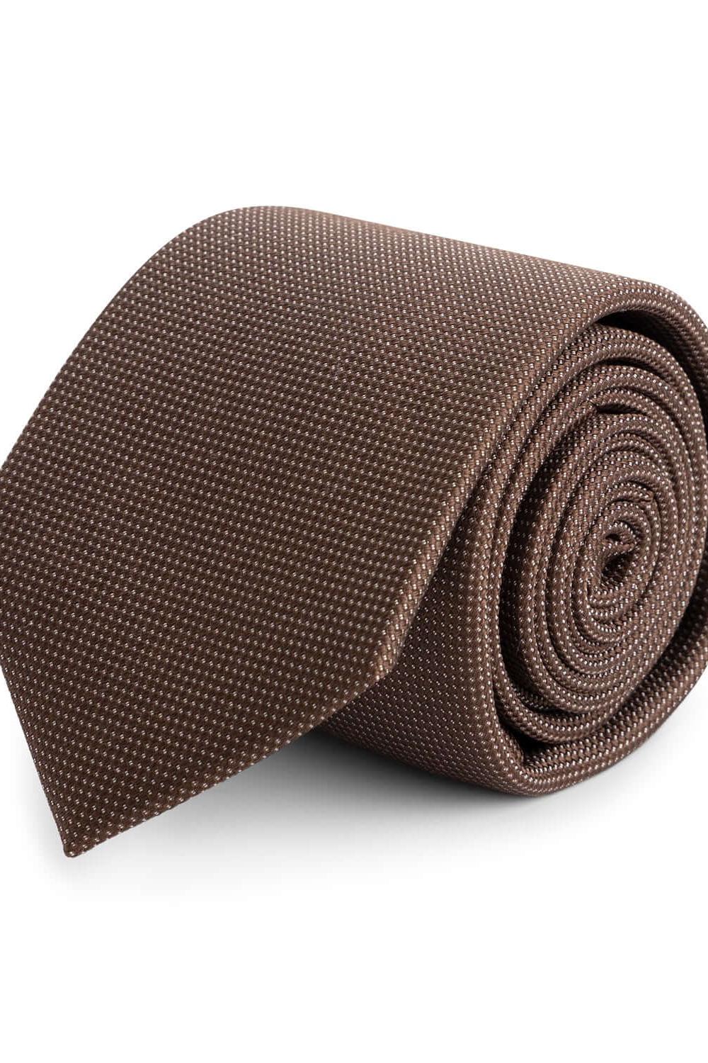 Stropdas zijde structuur bruin, bruin zijden stropdas met subtiele structuur, perfect voor formele gelegenheden.