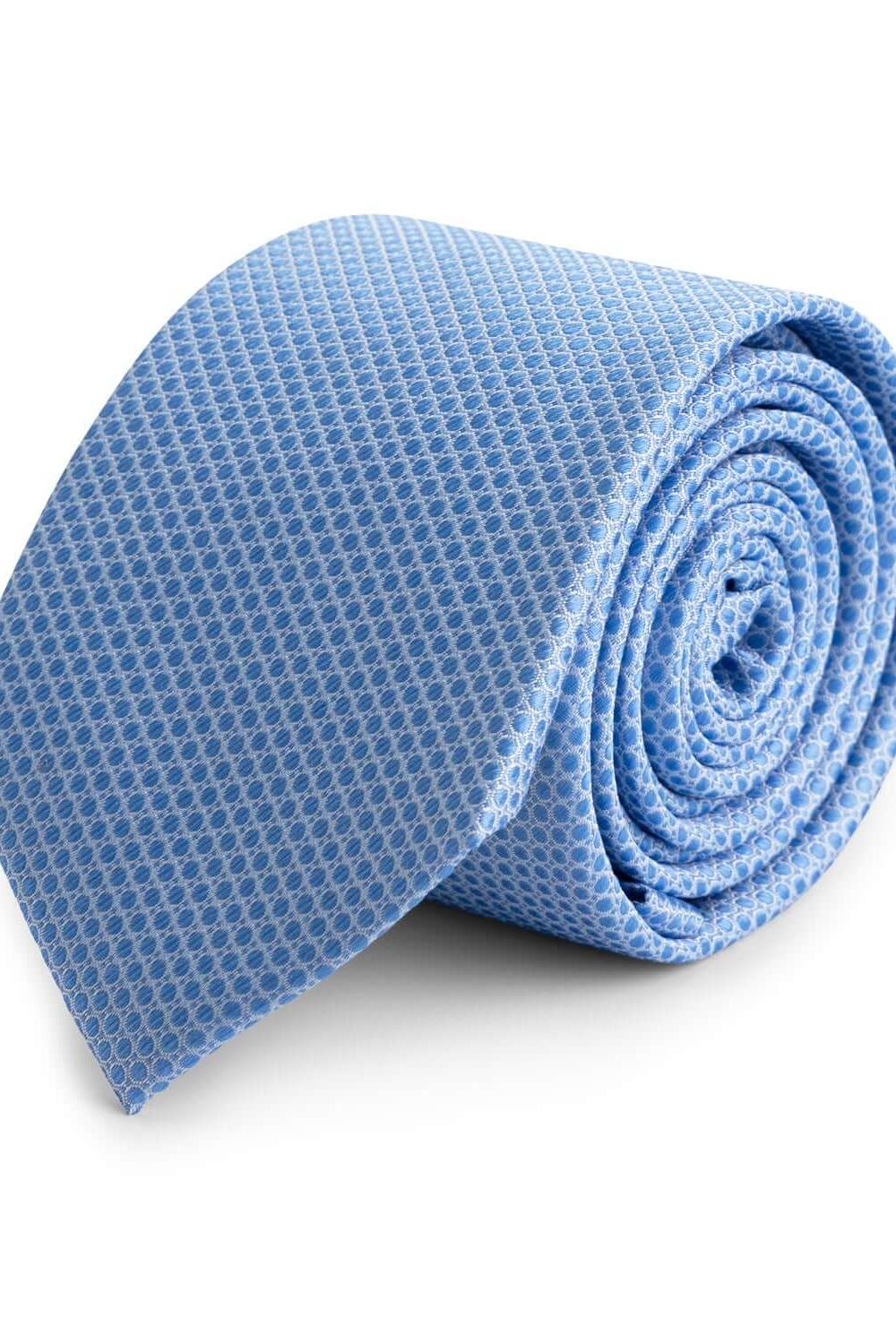 Stropdas zijde birdeye lichtblauw in een klassieke rol met birdeye patroon.