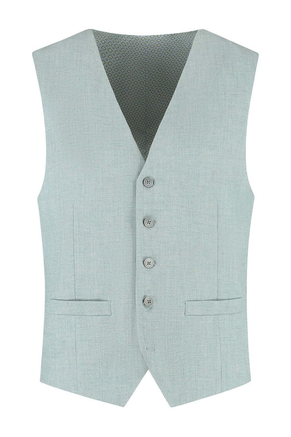 Pak aquagroen 3-delig gilet, modern pasvorm, perfect voor formele gelegenheden.
