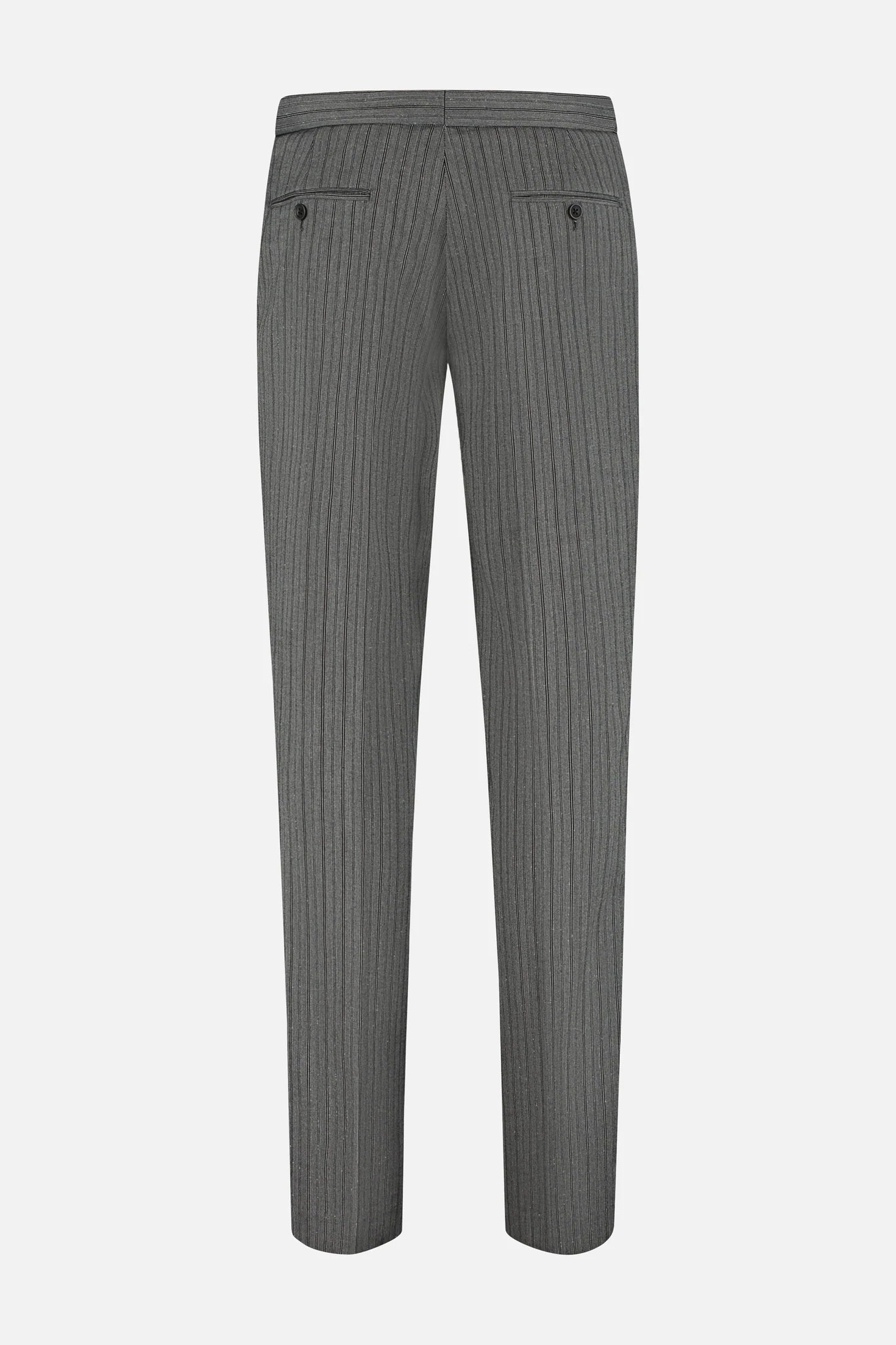 A view of the back of the Jacquet broek pv featuring a striped design and two pockets.