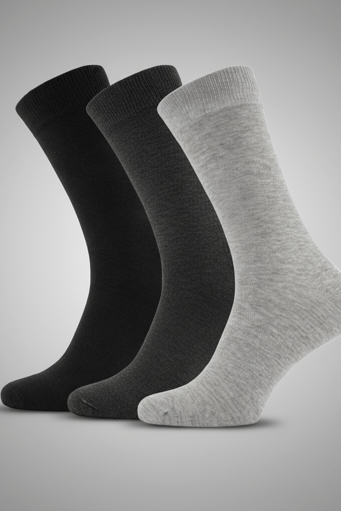 Sokkenbox - 3 paar, featuring three pairs of stylish socks in black and grey shades.