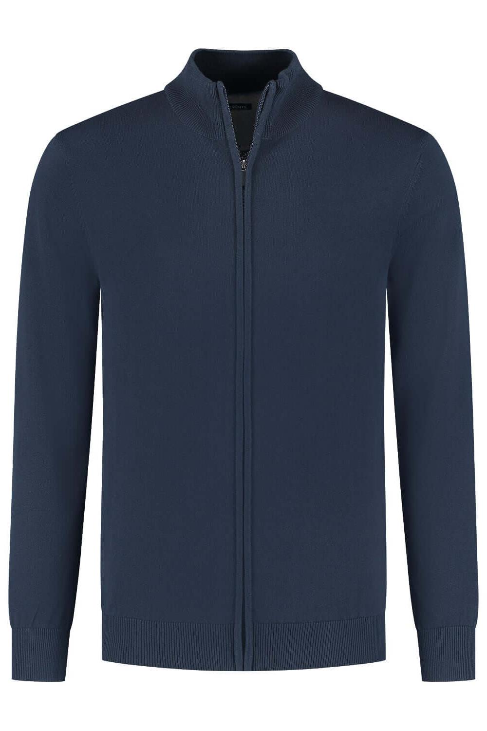 Full zip navy jack van katoen met soepele ritssluiting, ideaal voor casual en formele outfits.