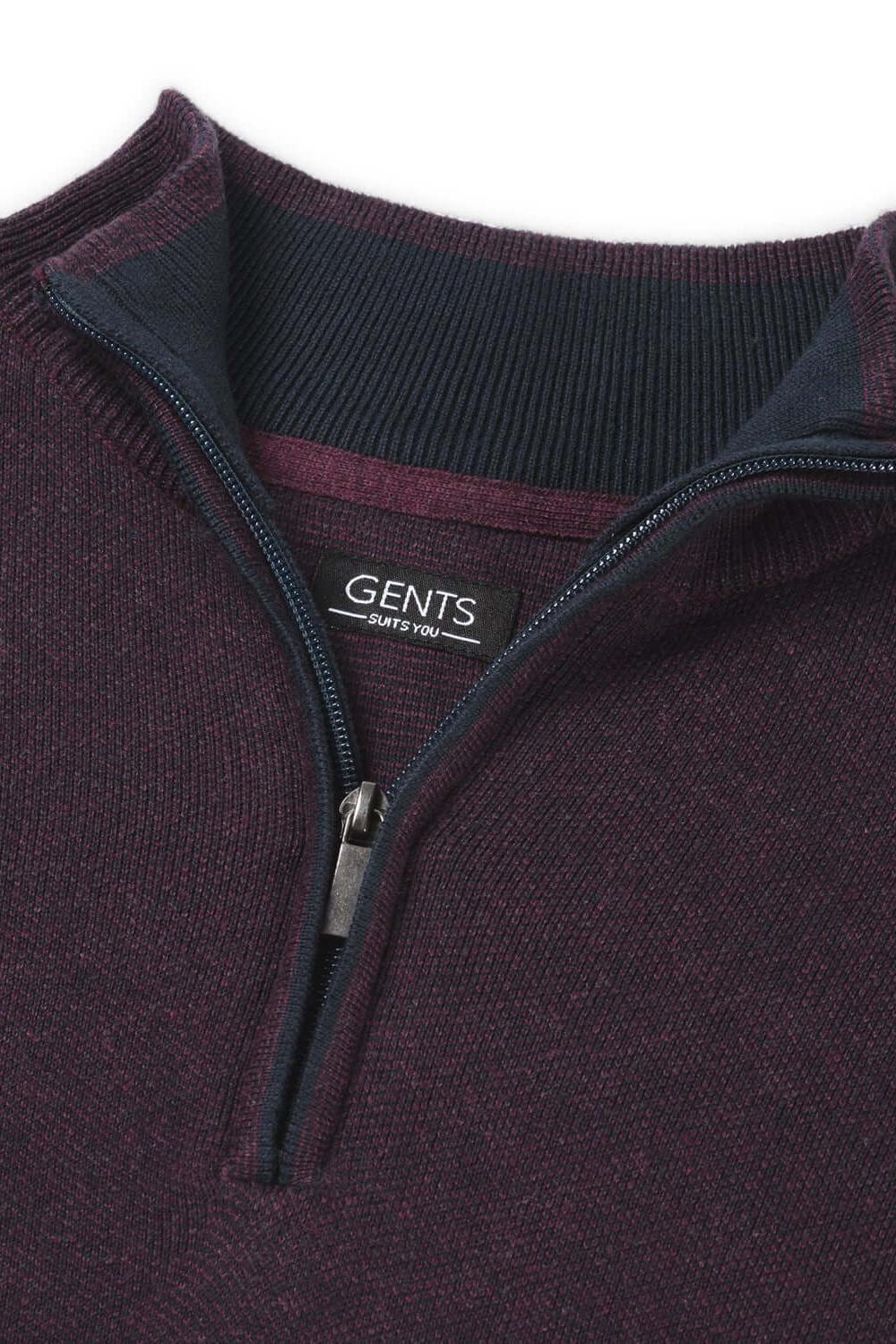 Ronde hals two-tone donkerrood katoenen top met rits en ronde hals voor kantoor en vrije tijd.