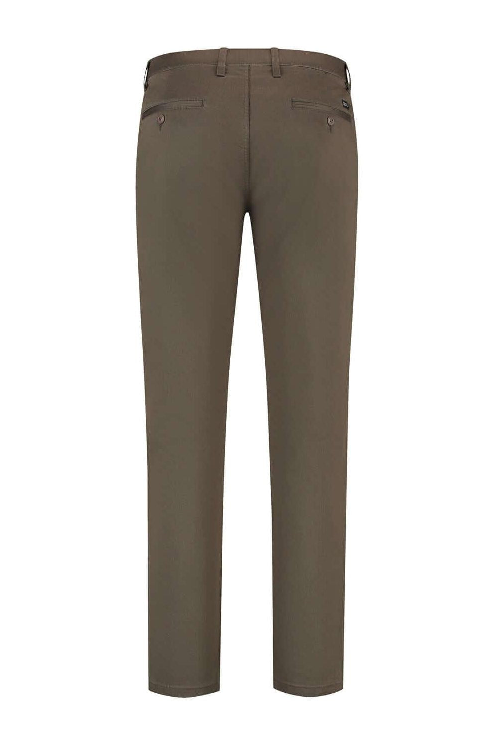 Chino stretch structuur donkerbruin