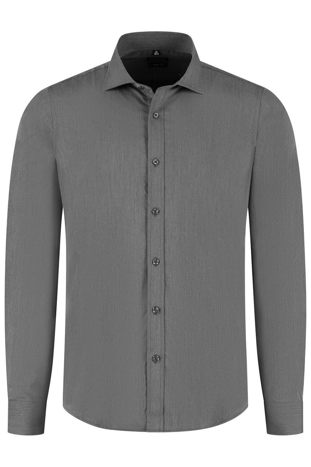 Bamboe uni grijsbruin overhemd met ademend stretch en zacht draagcomfort.
