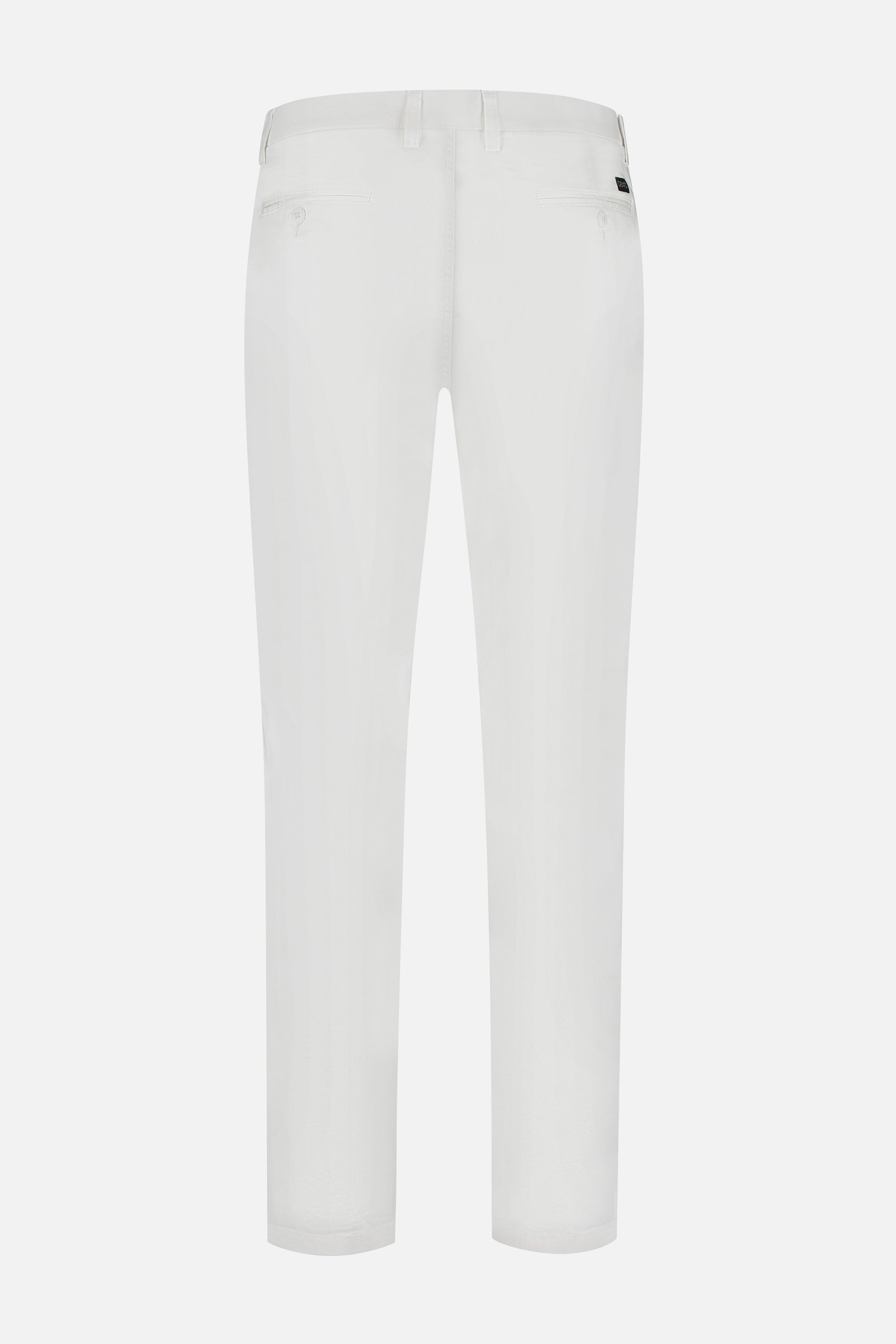 Back view of Chino stretch dobby wit in white, showcasing its sleek design and modern fit.