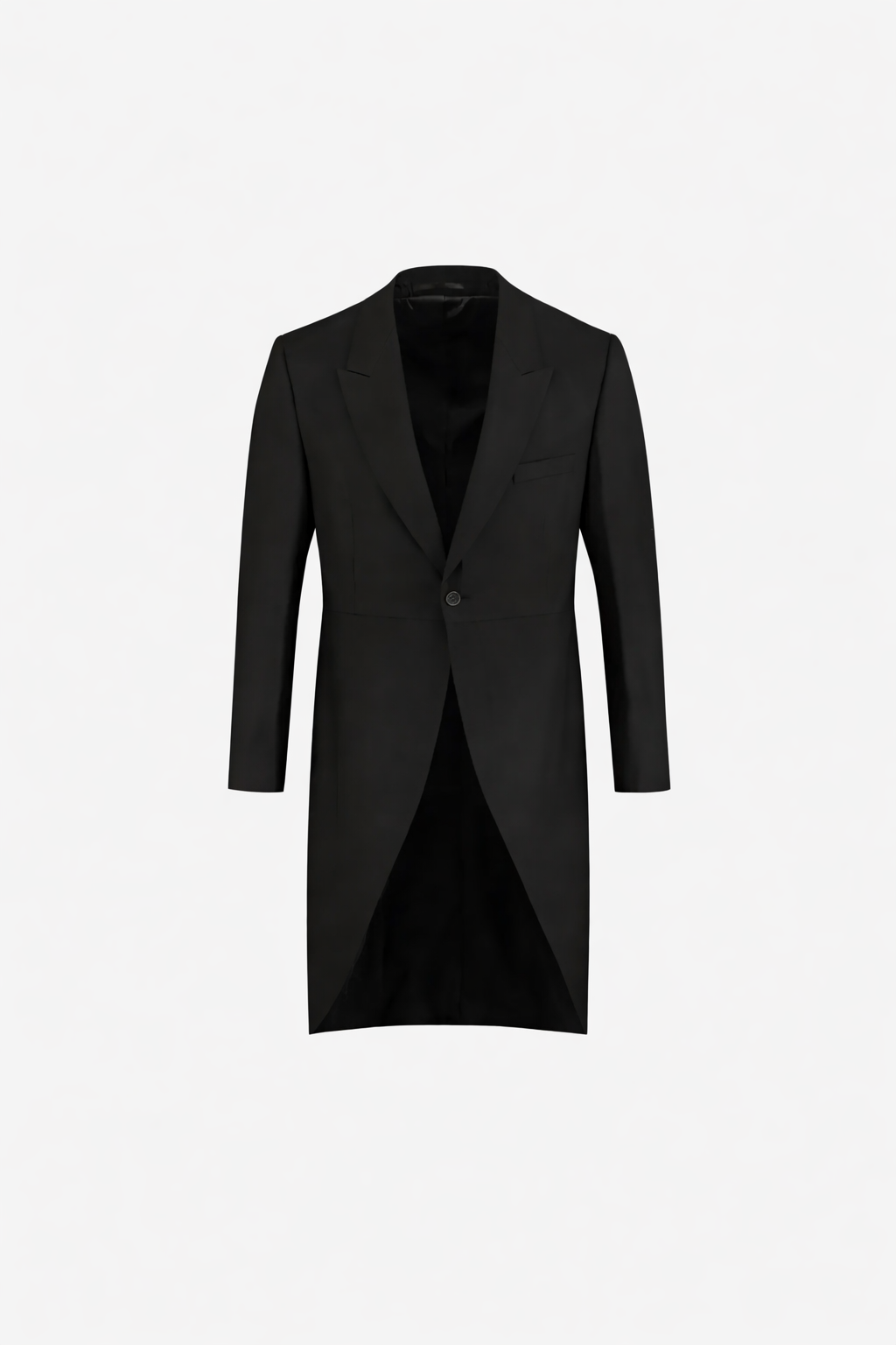 Elegant black Jacquet jas pw coat with a unique design and open front, perfect for formal occasions.