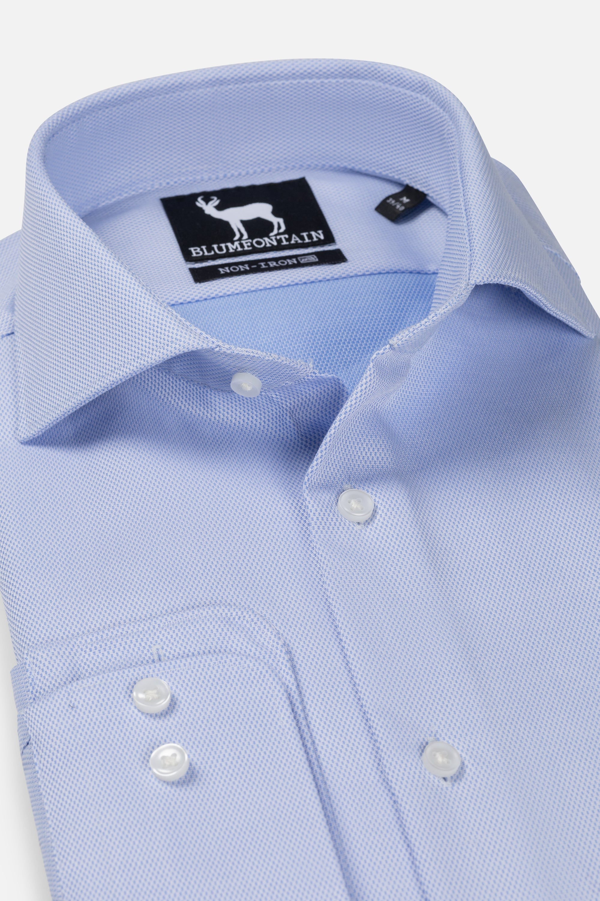 GENTS Blumfontain NOS dobby lichtblauw katoenen overhemd met stretch en antikreuk detail.