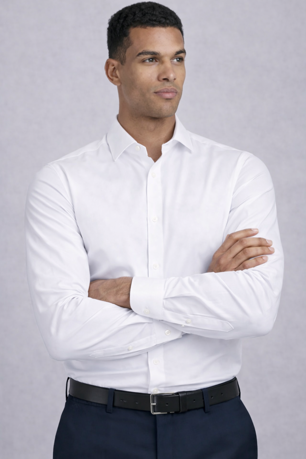 GENTS Blumfontain NOS structuur wit non-iron overhemd in katoen-structuur, modern-fit.