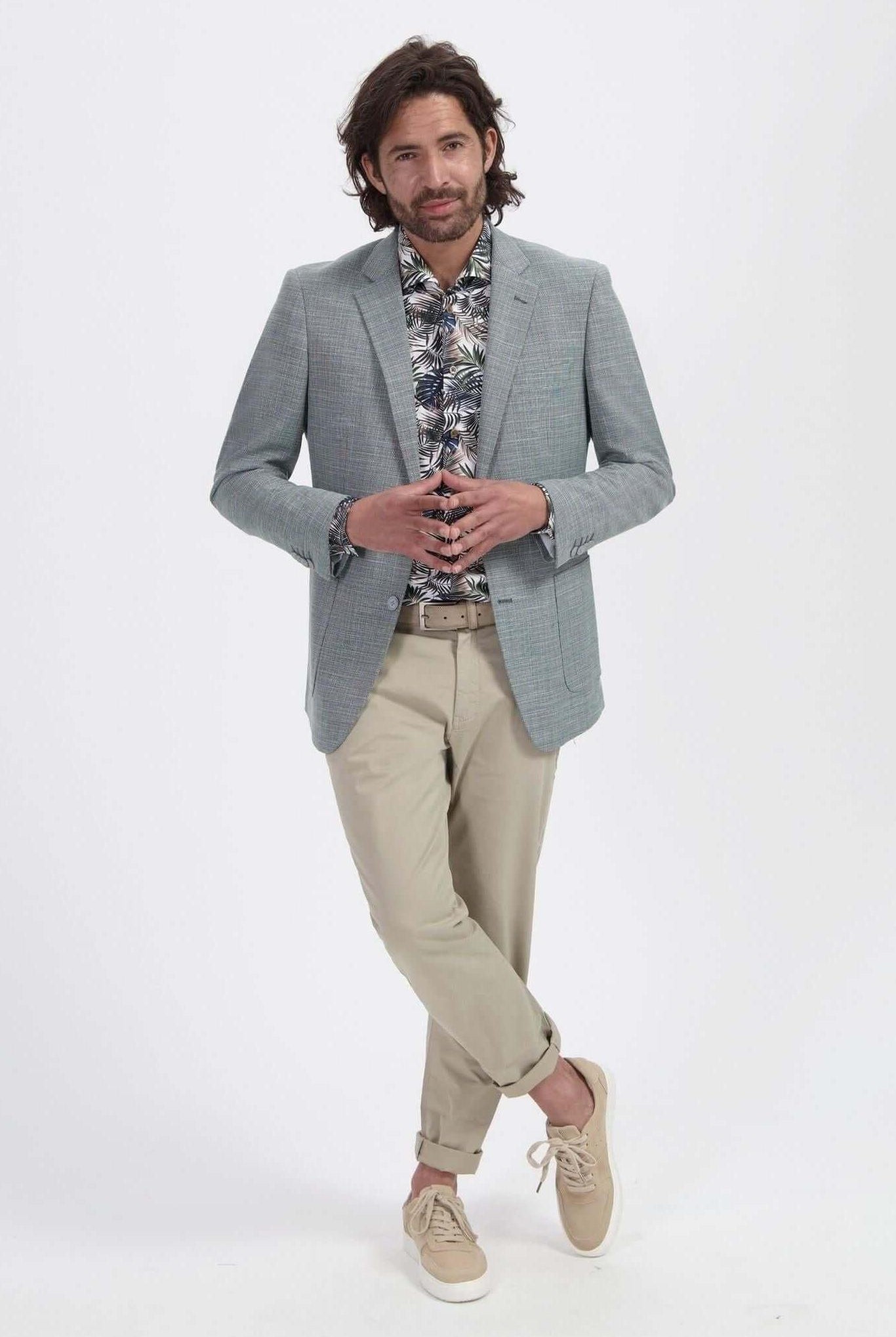 Blumfontain print palmblad groen-bruin