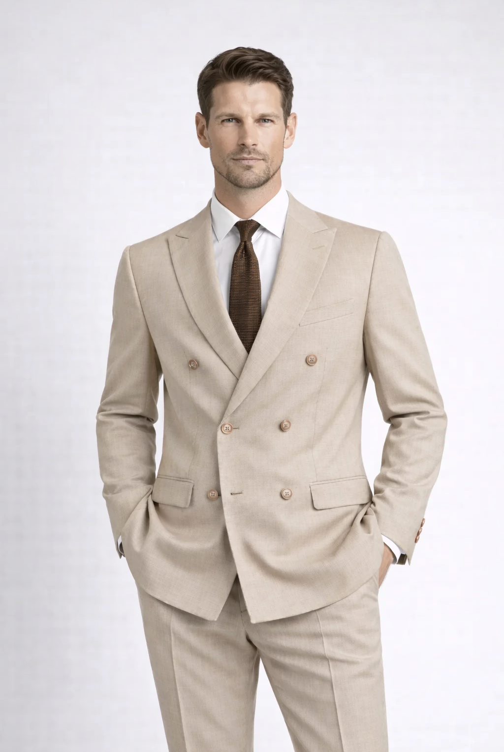 Pak 2-rij stretch dune beige