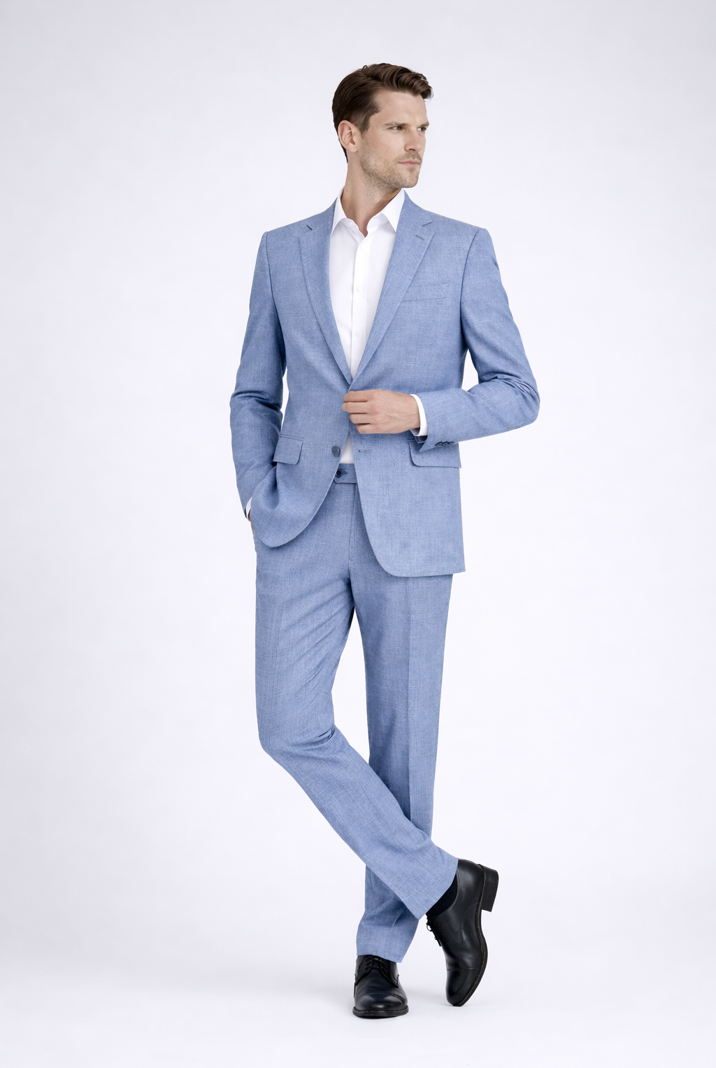 Pak linnenblend duifblauw