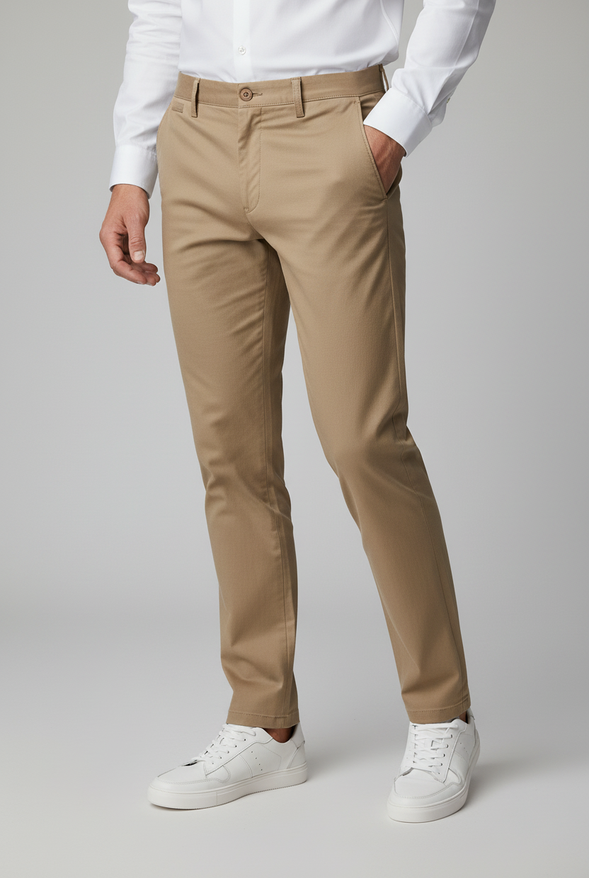 Chino stretch structuur camel