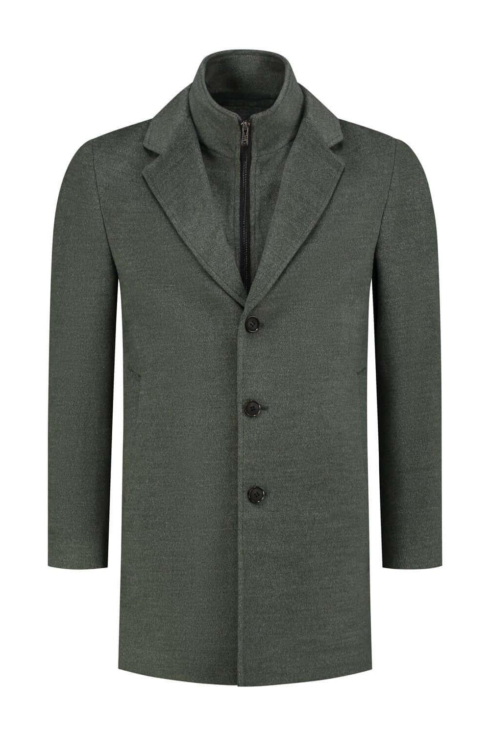 Coat windvanger grijsgroen