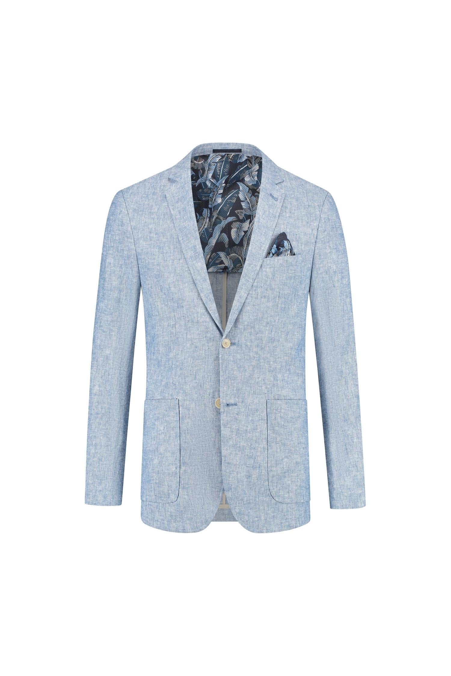 Colbert linnen-katoen lichtblauw